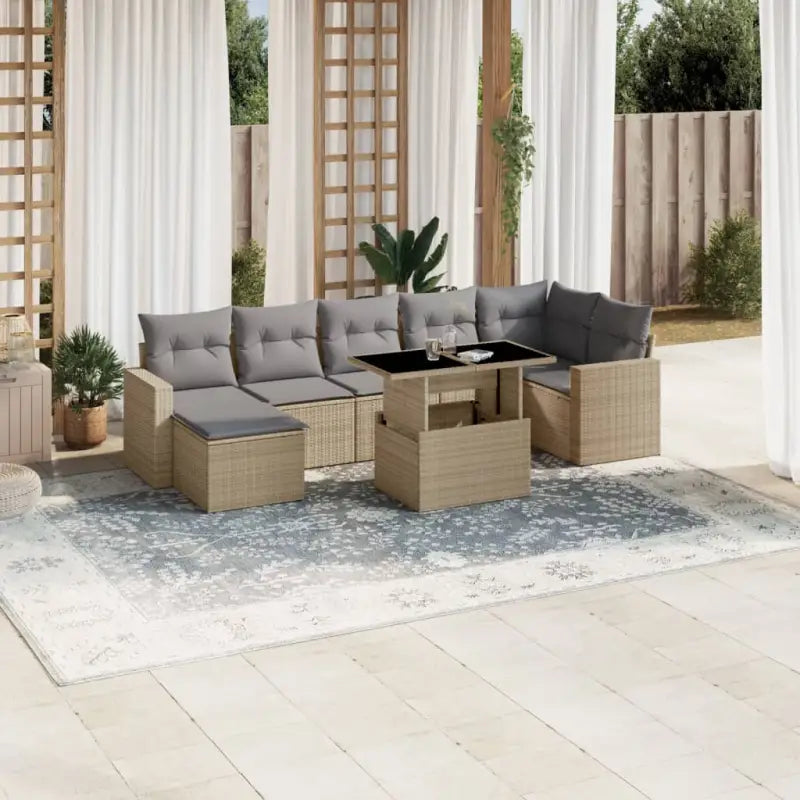 Tuinset met beige materiaal en gepoedercoat staal afmetingen - Beige en grijs / zonder opbergruimte - Tuinsets