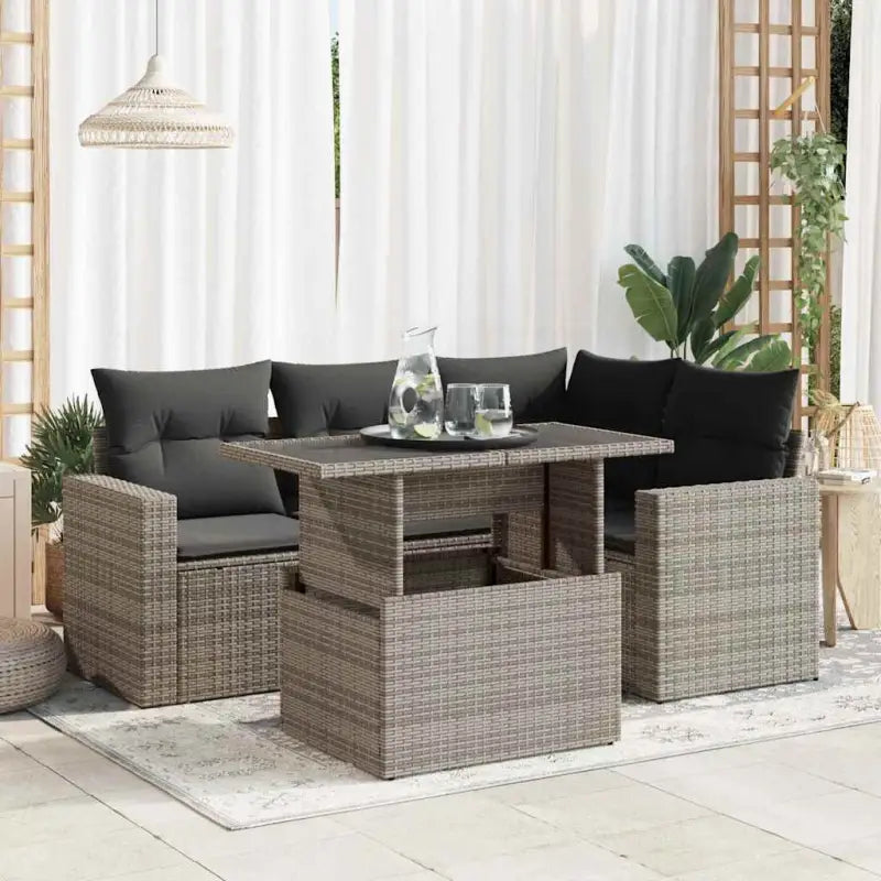 Tuinset met beige materiaal en gepoedercoat staal afmetingen - Grijs / met opbergruimte - Tuinsets