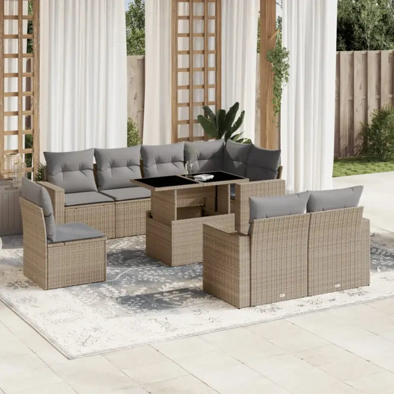 Tuinset met beige materiaal en gepoedercoat staal afmetingen - Beige en grijs / zonder opbergruimte - Tuinsets