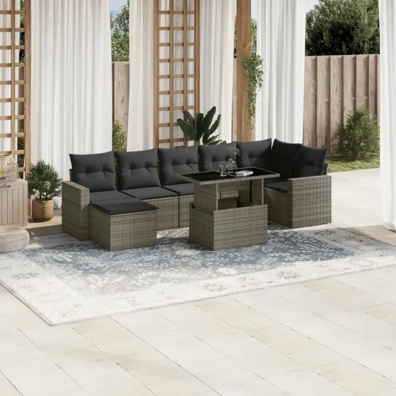 Tuinset met beige materiaal en gepoedercoat staal afmetingen - Grijs / zonder opbergruimte - Tuinsets