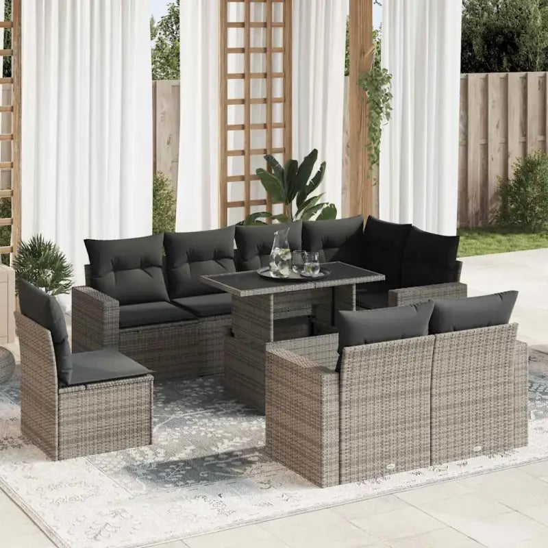 Tuinset met beige materiaal en gepoedercoat staal afmetingen - Grijs / met opbergruimte - Tuinsets