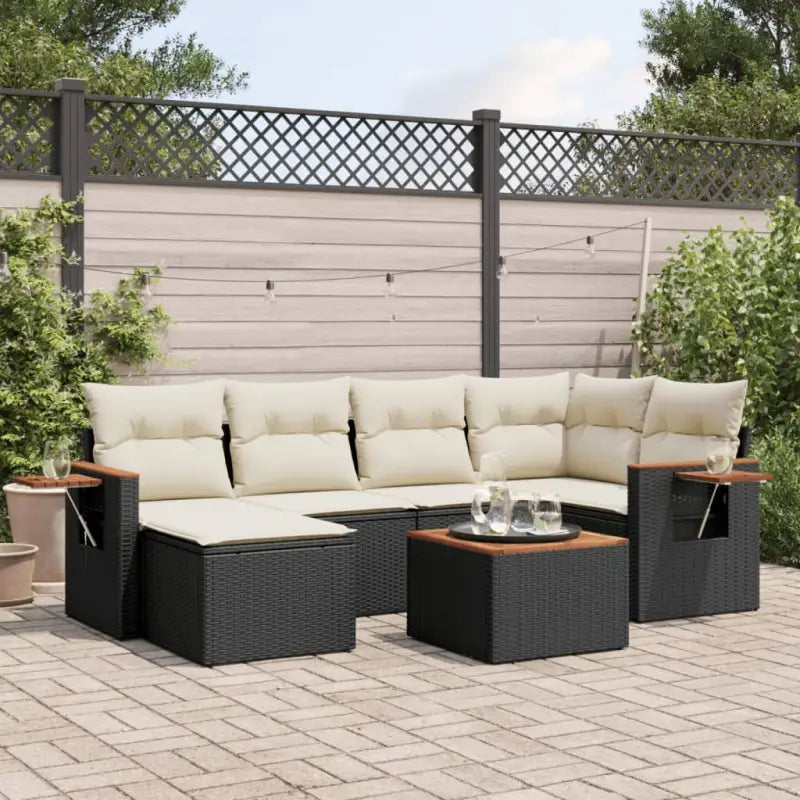 Tuinset met beige materiaal en gepoedercoat staal afmetingen - Zwart en crème / Met tafel - Tuinsets