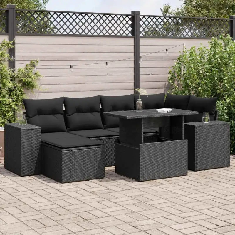Tuinset met beige materiaal en gepoedercoat staal afmetingen - Zwart / met opbergruimte - Tuinsets