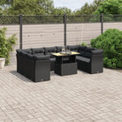 Tuinset met beige materiaal en gepoedercoat staal afmetingen - Zwart / 5x midden + 4x hoek + Tafel - Tuinsets