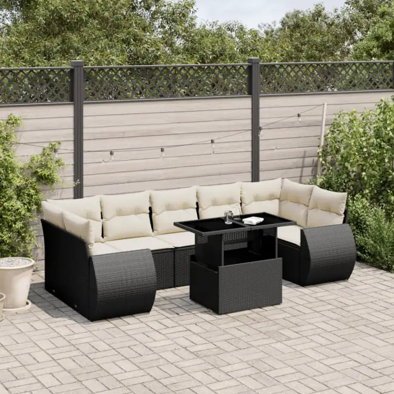 Tuinset met beige materiaal en gepoedercoat staal afmetingen - Zwart en crème / zonder opbergruimte - Tuinsets