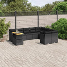 Tuinset met beige materiaal en gepoedercoat staal afmetingen - Zwart / Tafel + 5x midden + 4x hoek - Tuinsets