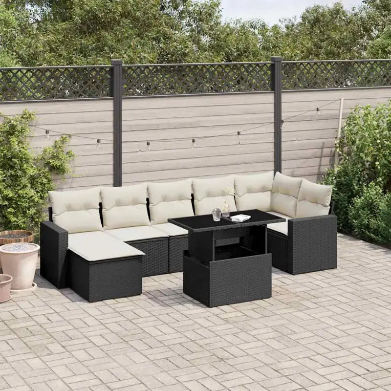 Tuinset met beige materiaal en gepoedercoat staal afmetingen - Zwart en crème / zonder opbergruimte - Tuinsets