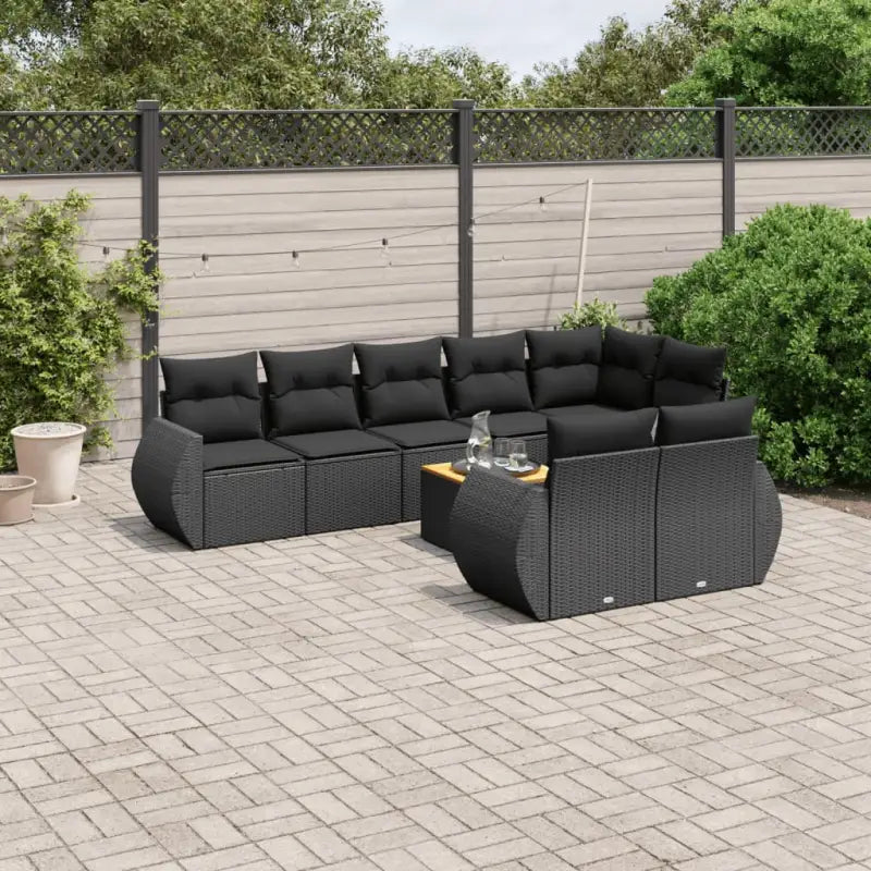 Tuinset met beige materiaal en gepoedercoat staal afmetingen - Zwart / hoek + Tafel + 3x midden - Tuinsets