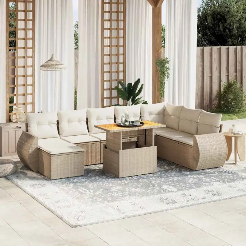 Tuinset met beige materiaal en gepoedercoat staal comfortabele loungeplek - beige en crèmekleurig / zonder opbergruimte