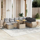 Tuinset met beige materiaal en gepoedercoat staal comfortabele loungeplek - Beige en grijs / zonder opbergruimte