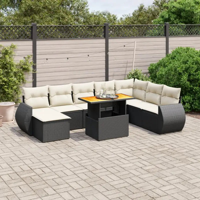 Tuinset met beige materiaal en gepoedercoat staal comfortabele loungeplek - Zwart en crème / zonder opbergruimte
