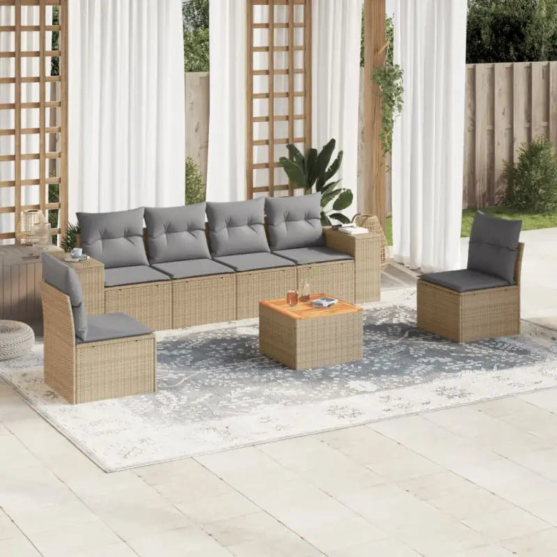 Tuinset met beige materiaal en gepoedercoat staal voor buiten ontspanning - Beige en grijs - Tuinsets