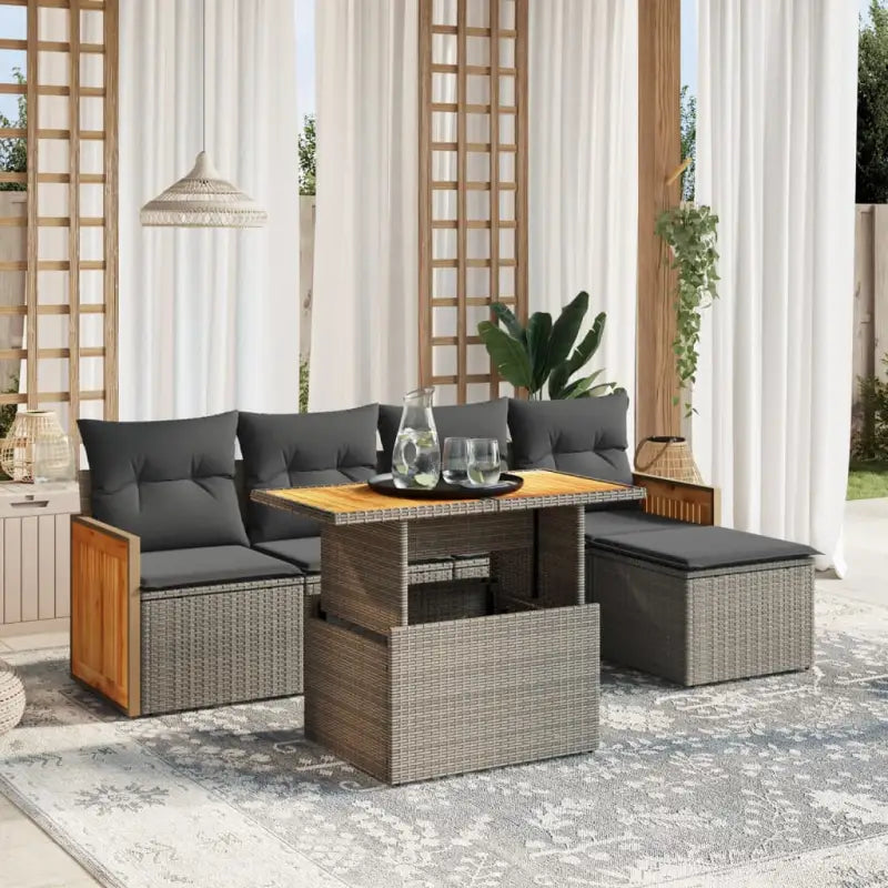 Tuinset met beige materiaal en gepoedercoat staal voor buiten ontspanning - Grijs / zonder opbergruimte - Tuinsets