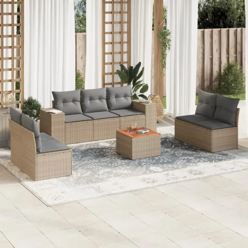 Tuinset met beige materiaal en gepoedercoat staal voor buiten genieten - Beige en grijs - Tuinsets