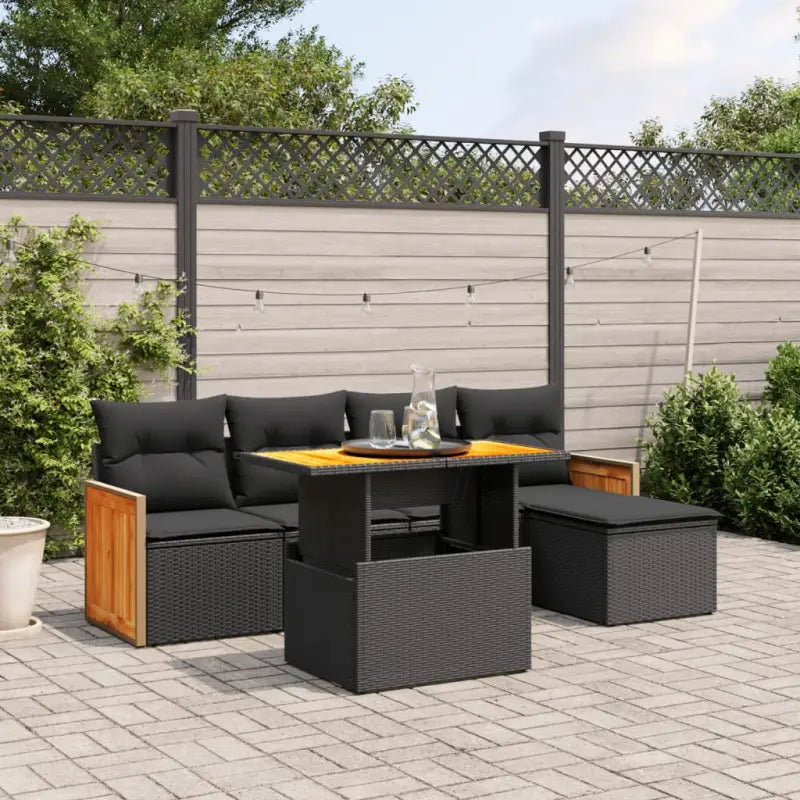 Tuinset met beige materiaal en gepoedercoat staal voor buiten ontspanning - Zwart / zonder opbergruimte - Tuinsets