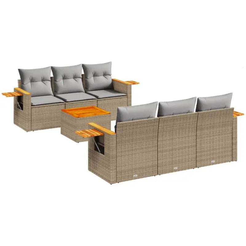 Tuinset met beige materiaal en gepoedercoat staal voor buiten loungeset - Beige en grijs - Tuinsets