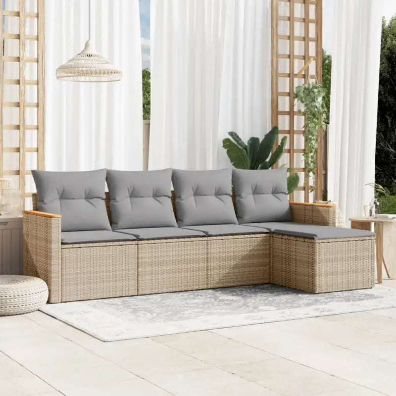 Tuinset met beige materiaal en gepoedercoat staal voor buitengebruik - Beige en grijs / Zonder tafel - Tuinsets