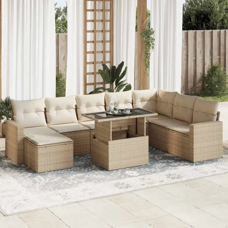 Tuinset met beige materiaal en gepoedercoat staal voor buitengebruik - beige en crèmekleurig / met opbergruimte