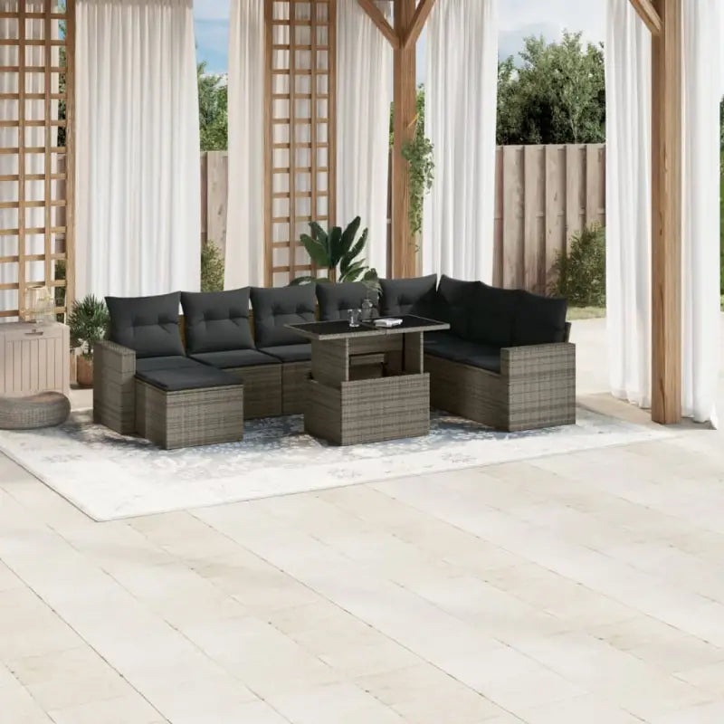 Tuinset met beige materiaal en gepoedercoat staal voor buitengebruik - Grijs / zonder opbergruimte - Tuinsets
