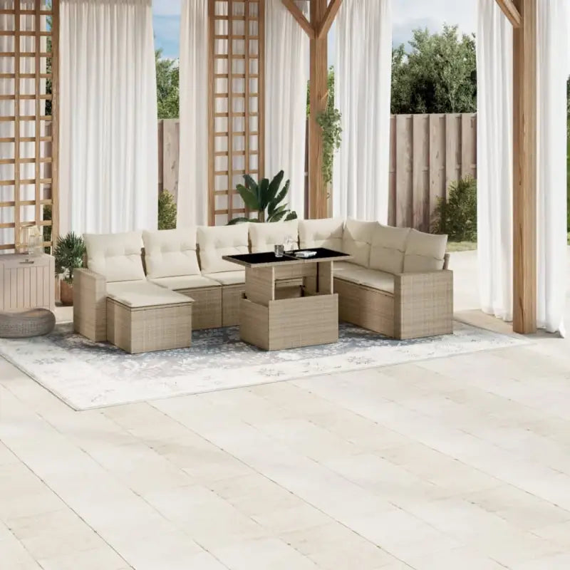 Tuinset met beige materiaal en gepoedercoat staal voor buitengebruik - beige en crèmekleurig / zonder opbergruimte