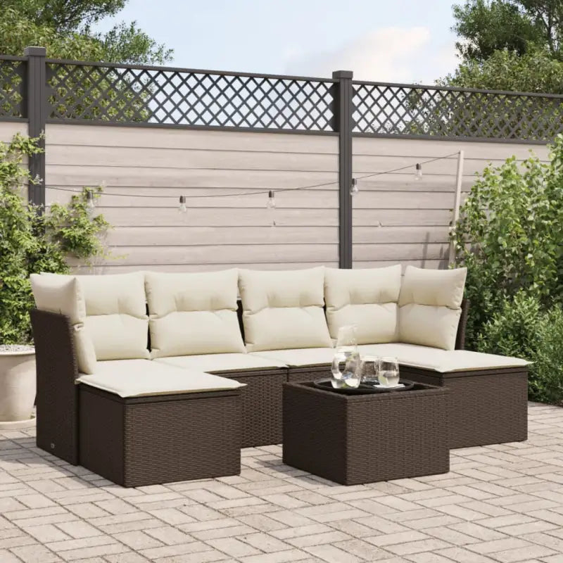 Tuinset met beige materiaal en gepoedercoat staal voor buitengebruik - Bruin en crème / Zonder tafel - Tuinsets