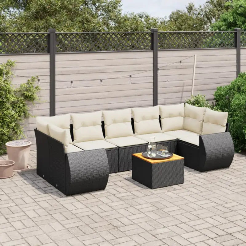 Tuinset met beige materiaal en gepoedercoat staal voor buitenplezier - Zwart en crème - Tuinsets