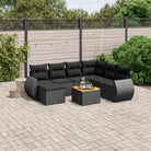 Tuinset met beige materiaal en gepoedercoat staal voor buitenplezier - Zwart / Tafel + 3x midden + hoek - Tuinsets