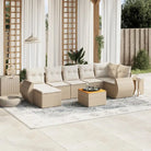 Tuinset met beige materiaal en gepoedercoat staal voor buitenplezier - Beige / hoek + Tafel + 3x midden - Tuinsets