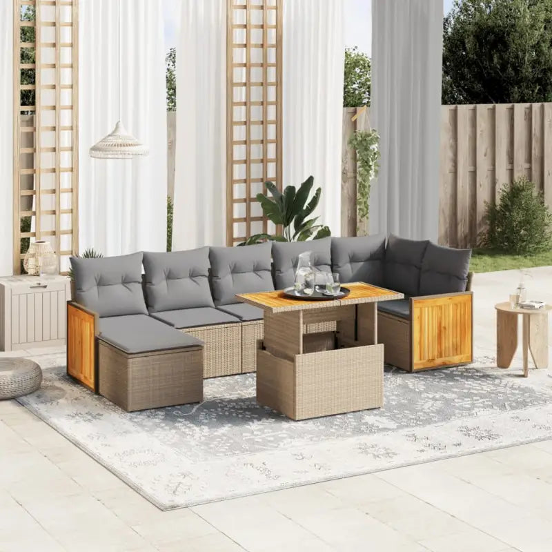 Tuinset met beige materiaal en gepoedercoat staal voor buitenplezier - Beige en grijs / zonder opbergruimte - Tuinsets