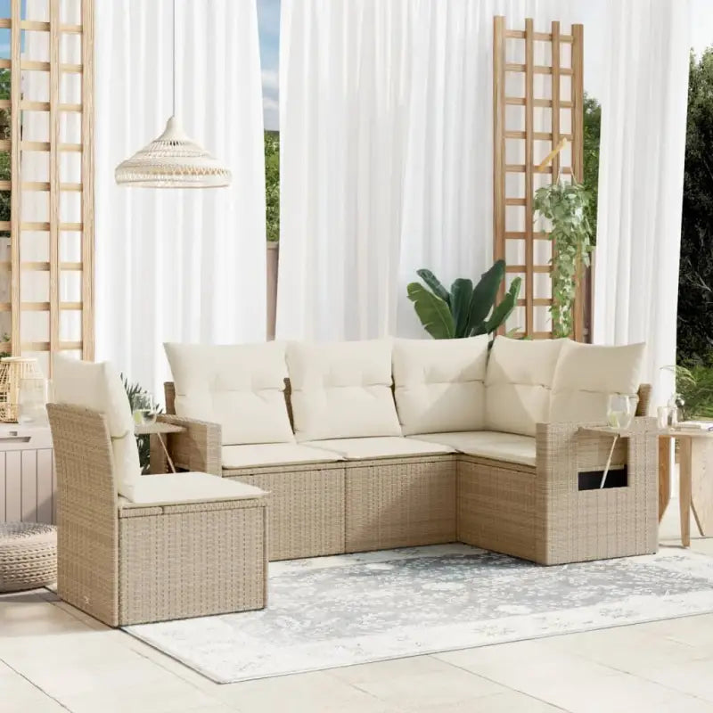 Tuinset met beige materiaal en gepoedercoat staal voor buitenplezier - beige en crèmekleurig / Zonder tafel - Tuinsets