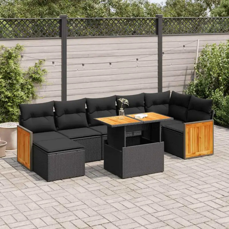 Tuinset met beige materiaal en gepoedercoat staal voor buitenplezier - Zwart / met opbergruimte - Tuinsets