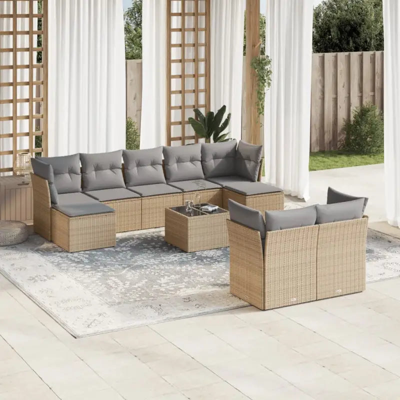 Tuinset met beige materiaal en gepoedercoat staal voor buitenplezier - Beige en grijs / Met tafel - Tuinsets
