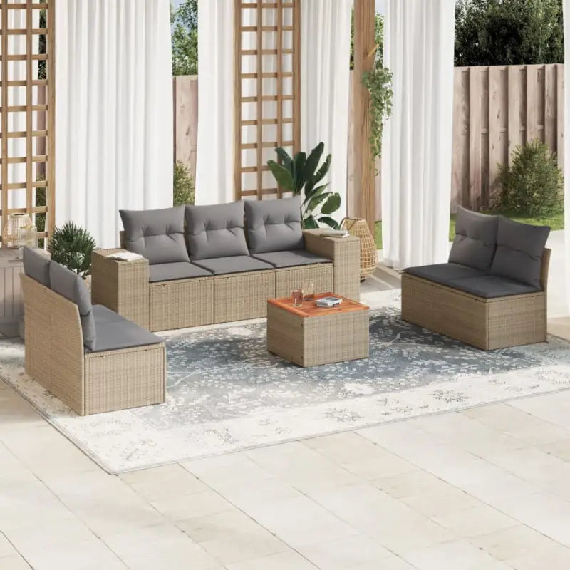 Tuinset met beige materiaal en gepoedercoat staal voor buitenplezier - Beige en grijs - Tuinsets