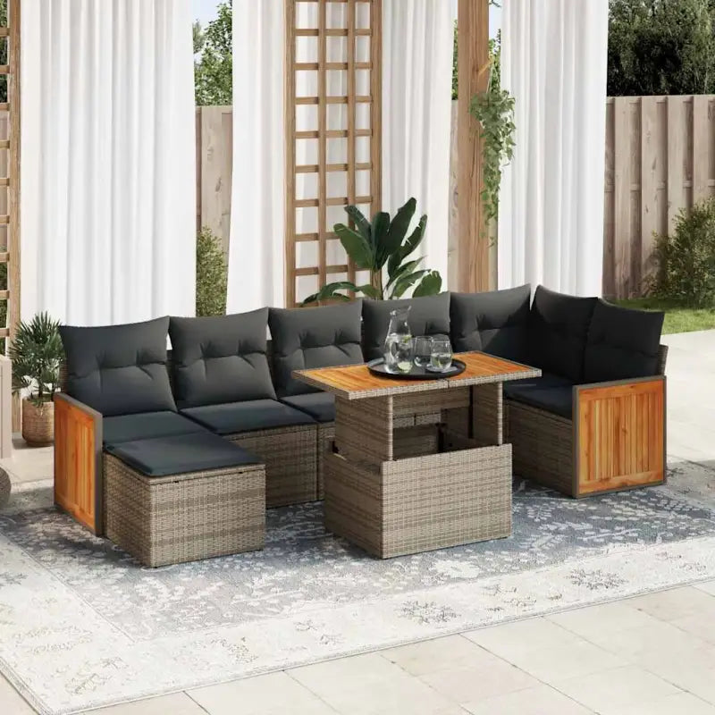 Tuinset met beige materiaal en gepoedercoat staal voor buitenplezier - Grijs / met opbergruimte - Tuinsets
