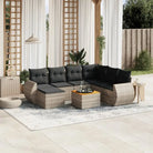 Tuinset met beige materiaal en gepoedercoat staal voor buitenplezier - Grijs / Tafel + 3x midden + hoek - Tuinsets
