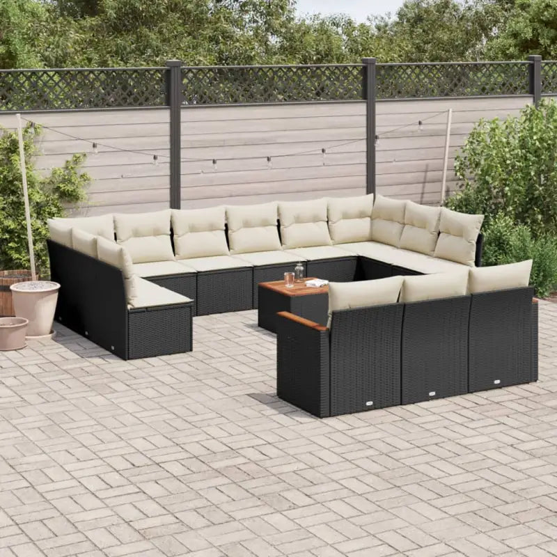Tuinset met beige materiaal en gepoedercoat staal voor comfortabel buiten genieten - Zwart en crème / Met tafel