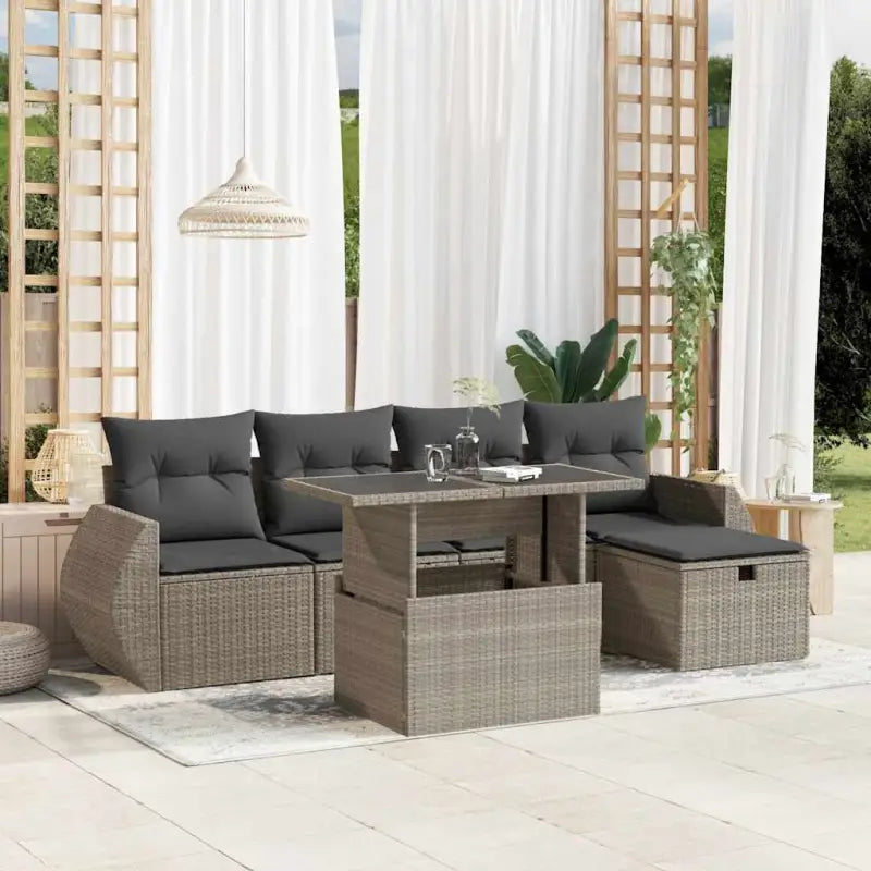 Tuinset met beige materiaal en gepoedercoat staal voor comfortabel buiten genieten - Lichtgrijs / zonder opbergruimte