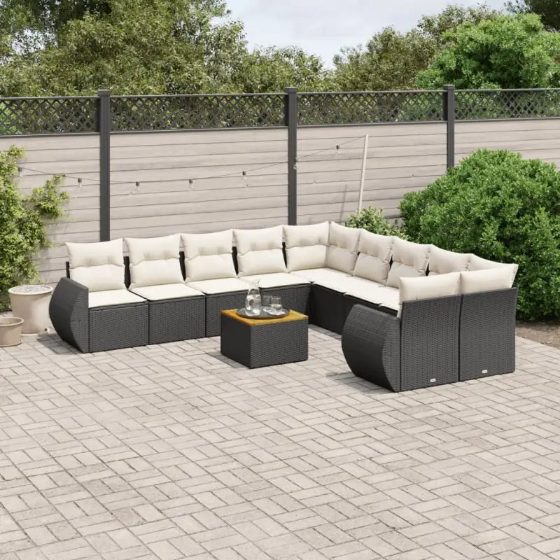 Tuinset met beige materiaal en gepoedercoat staal voor comfortabel outdoor genieten - Zwart en crème / Tafel + 2x hoek