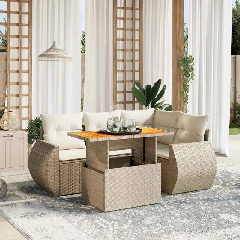 Tuinset met beige materiaal en gepoedercoat staal voor comfortabel buitenleven - beige en crèmekleurig / zonder