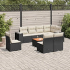 Tuinset met beige materiaal en gepoedercoat staal voor comfortabel buiten zitten - Zwart en crème - Tuinsets