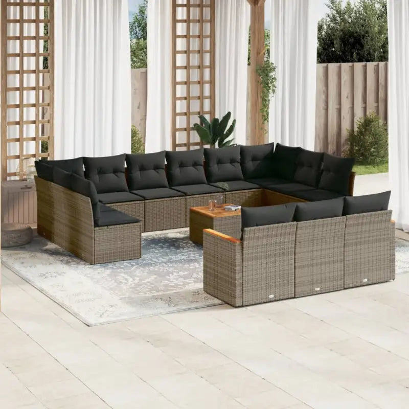 Tuinset met beige materiaal en gepoedercoat staal voor comfortabel buiten genieten - Grijs / Met tafel - Tuinsets