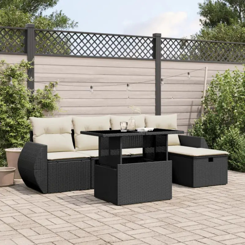 Tuinset met beige materiaal en gepoedercoat staal voor comfortabel buiten genieten - Zwart en crème / zonder