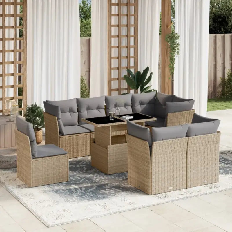 Tuinset met beige materiaal en gepoedercoat staal voor comfortabele buitenruimte - Beige en grijs / zonder opbergruimte