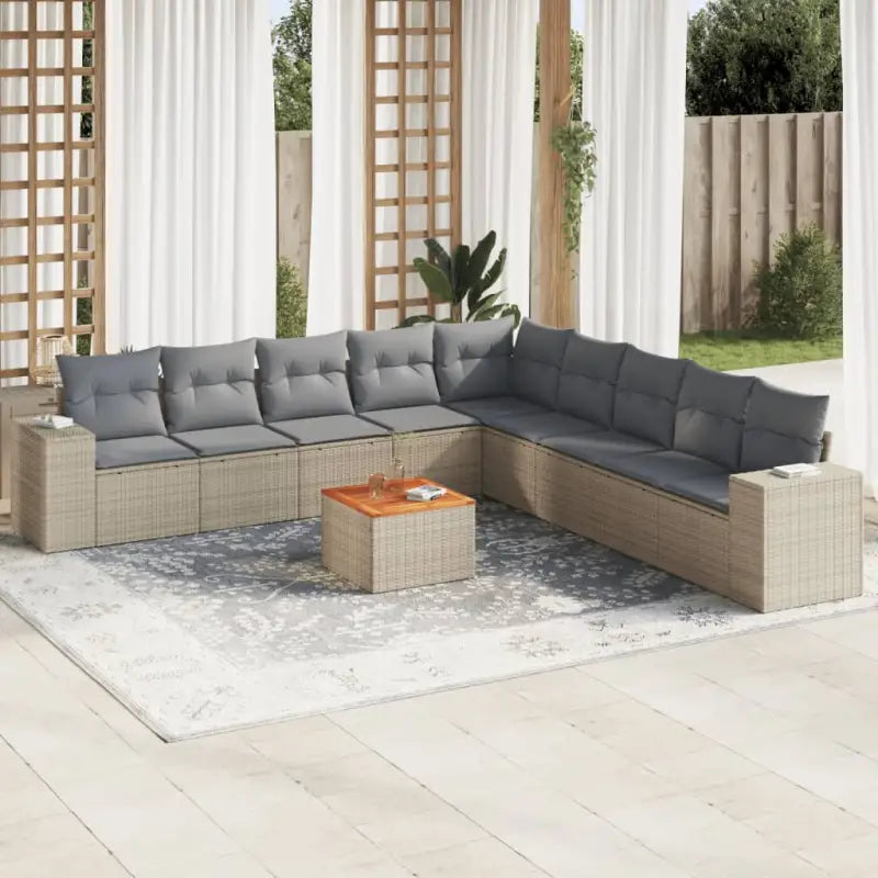 Tuinset met beige materiaal en gepoedercoaten staal voor buitenplezier - Beige en grijs - Tuinsets