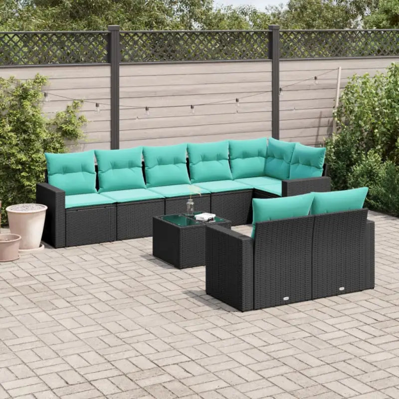 Tuinset met bruin materiaal en gepoedercoat staal voor comfortabel buiten genieten - Zwart en blauw / Met tafel