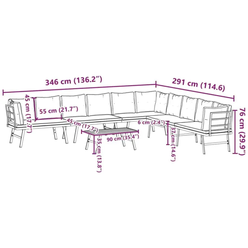 Tuinset met comfortabele zitervaring van zwart gepoedercoat staal - Tuinsets