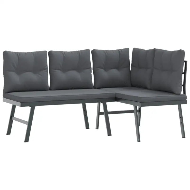 Tuinset met comfortabele zitervaring van zwart gepoedercoat staal - Tuinsets