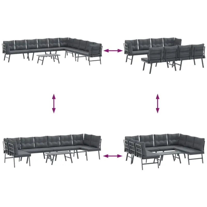 Tuinset met comfortabele zitervaring van zwart gepoedercoat staal - Tuinsets