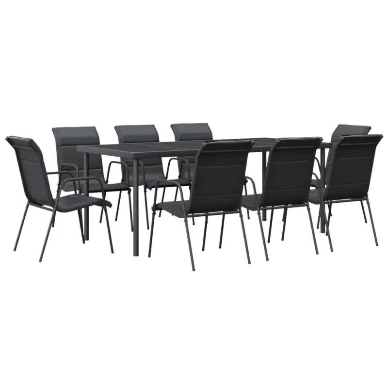 Tuinset met gehard glas en antraciet materiaal voor stijl en kracht - 190 cm tafellengte - Tuinsets