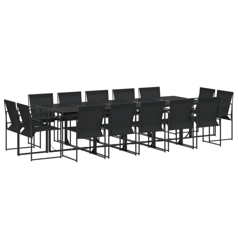 Tuinset met gehard glas en gepoedercoat staal in zwart materiaal - Tuinsets